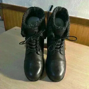 Jessica Cline Black Faux Leather “Karson” booties